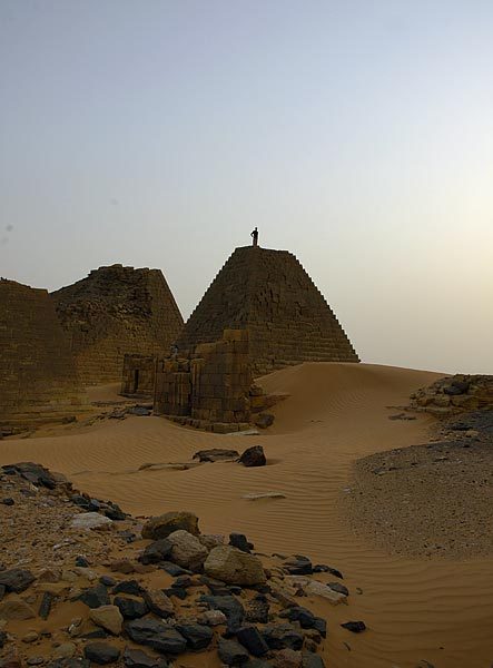 Pyramids at Meroe - when I arrived in the afternoon the only two other tourists were workers from some NGO.
