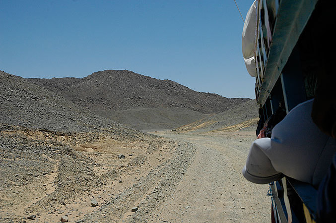 View from the bus - endless desert.
