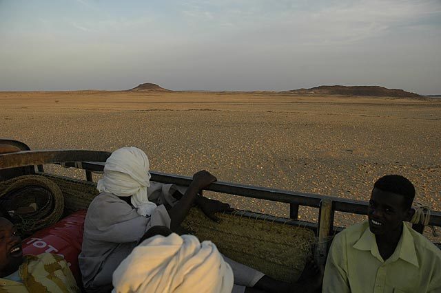 View from the truck - out in the middle of the desert - no road anywhere.