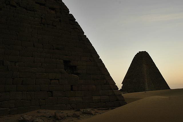 The pyramids at Meroe at Sunset.