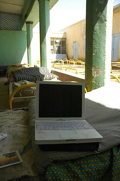 Small towns in Northern Sudan have hotels, but not hotel rooms.  You just choose a bed in an open courtyard - it never rains.