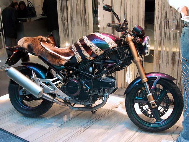 A designer Ducatti on display.