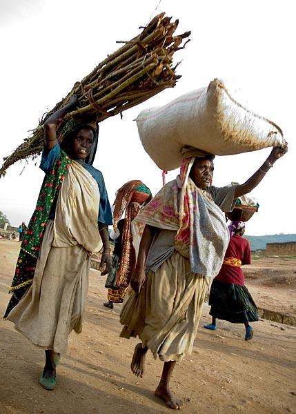 Harrari women carrying heavy loads.