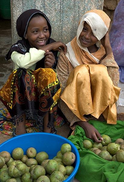 Two young fruit vendors in Harrar.