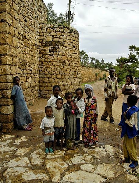 Kids standing beside the city wall in Harrar.