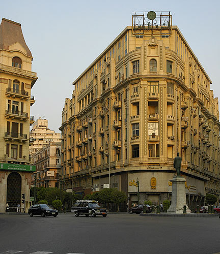 Talat Harb Square in Cairo.  It must have been a Friday, as Friday is the only day without traffic jams.