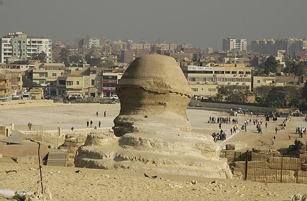The sphinx looking down upon Giza.