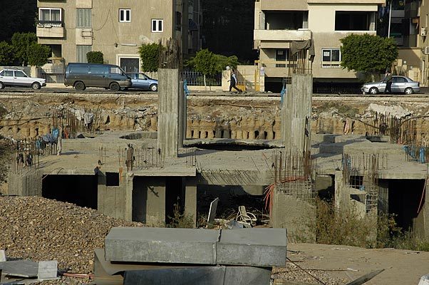 New contstruction in Giza.  The entire neighborhood has to be built on 2000 year old ruins.