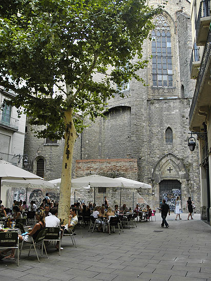 Outdoor cafes in Barcelona.