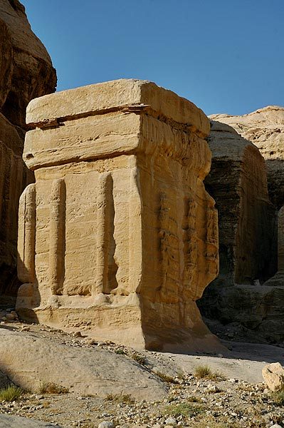 Massive Pillars near the entrance to Petra.