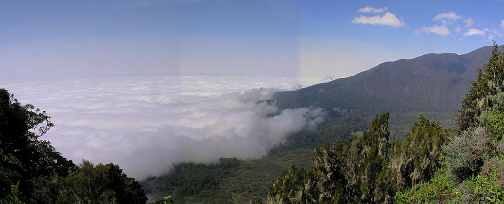Clouds rolling in towards Mt. Meru